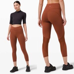 Lululemon Everlux and Mesh High-Rise Crop 23" Dark Terracotta‎ W6BKHS Size 4